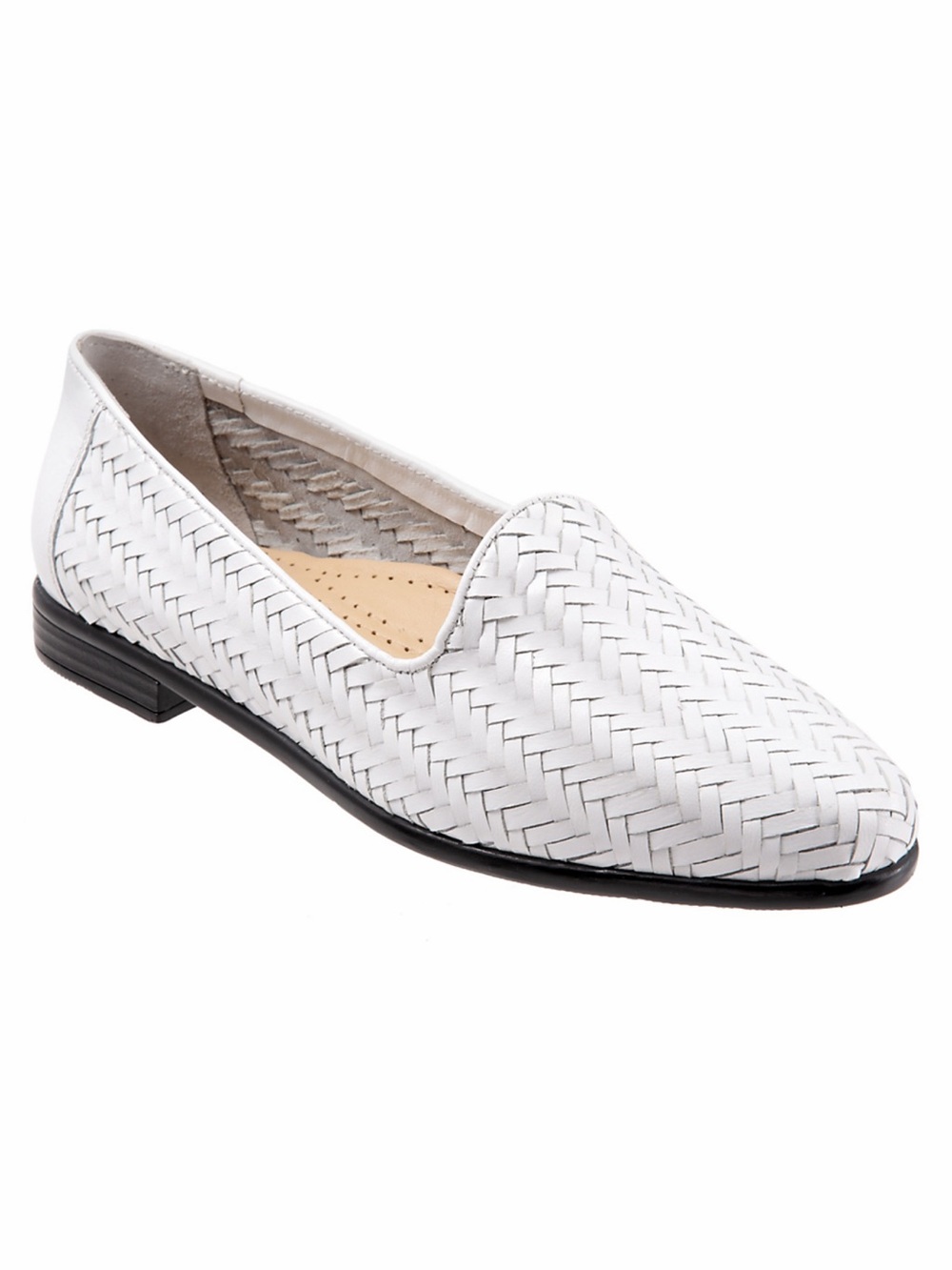 Trotters Liz White Woven Leather Slip-On Loafer NWOT